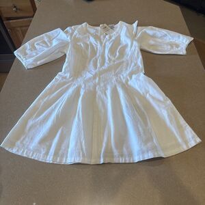 A New Day sz 6 White Graduation Dress Linen Woven Mini A-line Poplin Puff sleeve